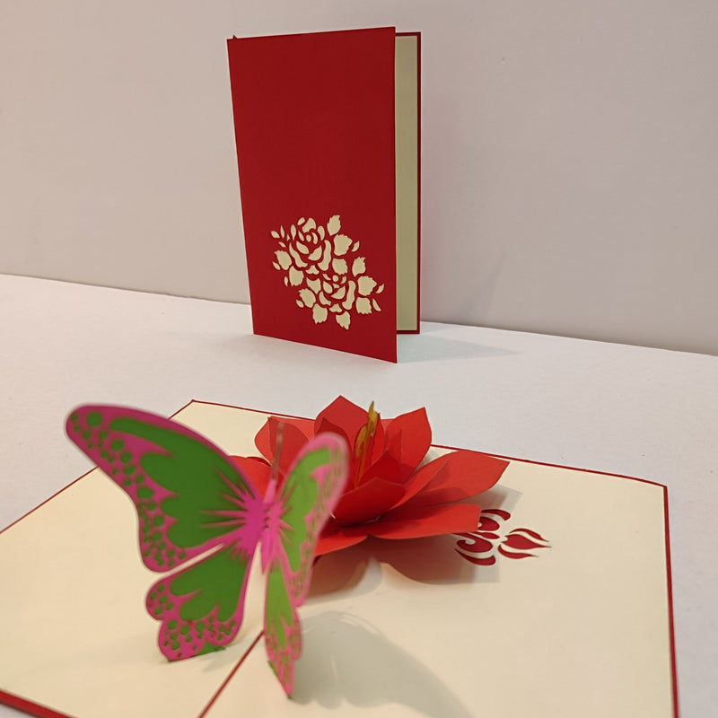 Bloem met vlinder - Pop - Up kaart - Catch Utrecht